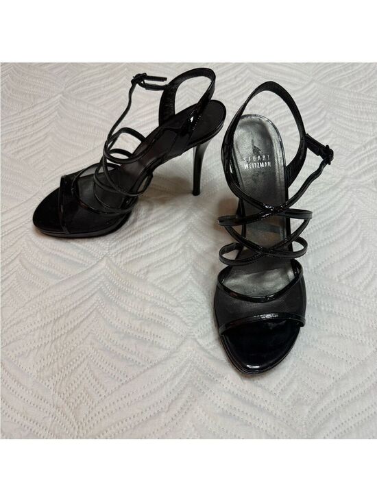 Stuart Weitzman Shoes - Stuart Weitzman women’s Black Patent Leather Strappy Heel Shoes. Size 8.5